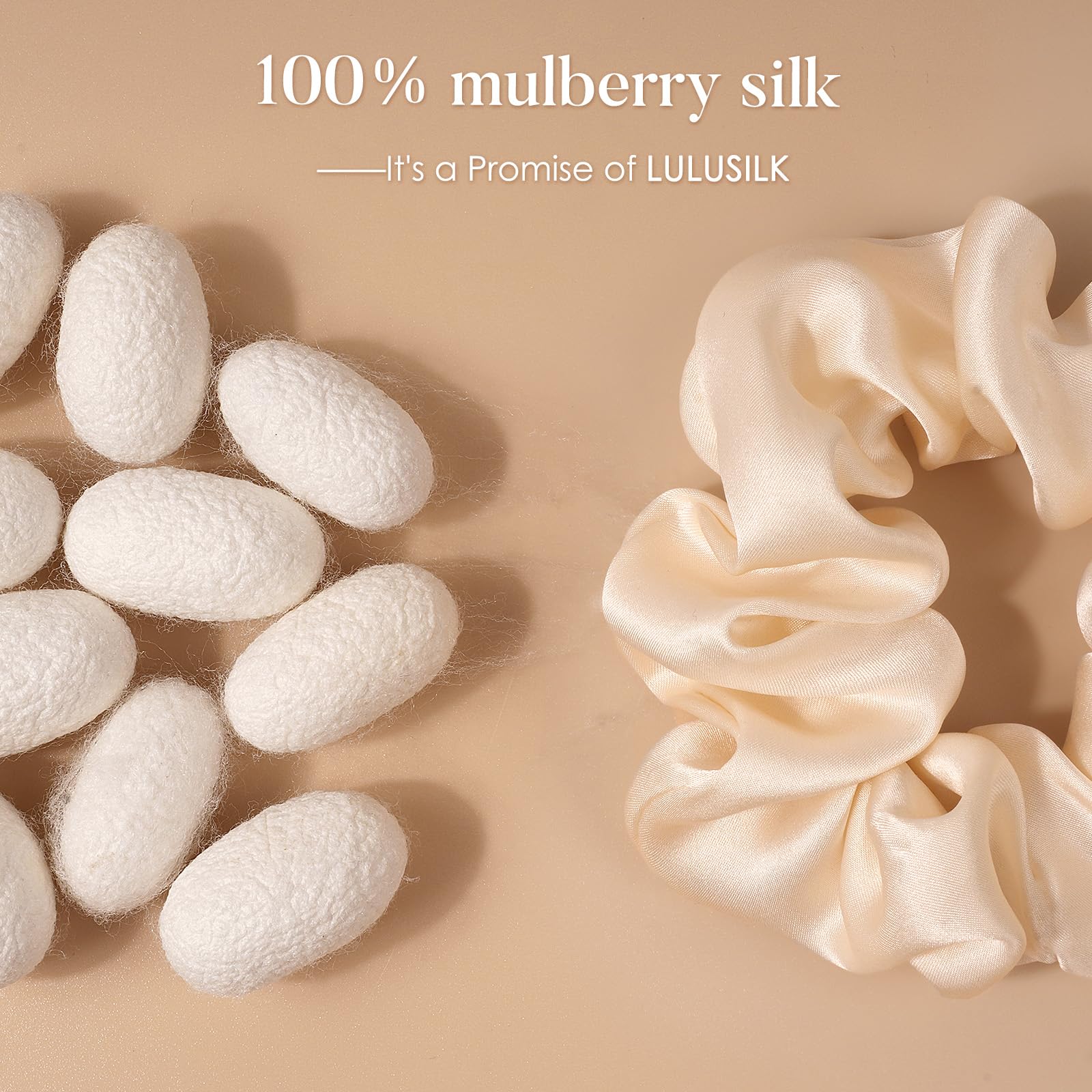 LULUSILK close-up on Mulberry silk texture highlights smooth finish and reduced friction
