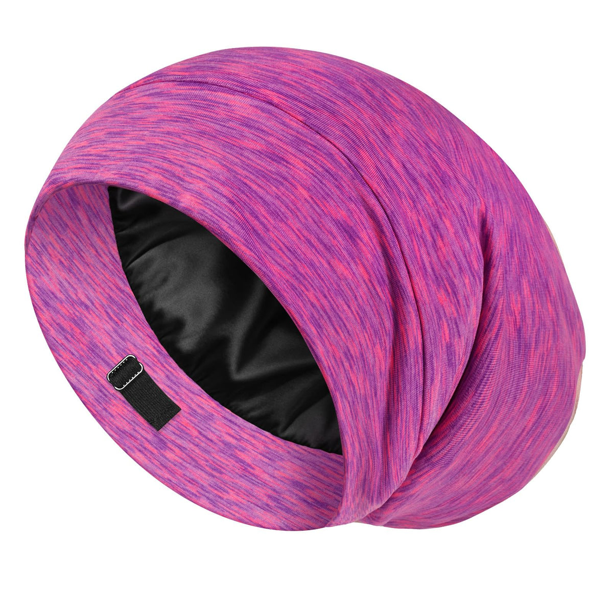 LULUSILK hot pink bonnet front view protects hair overnight