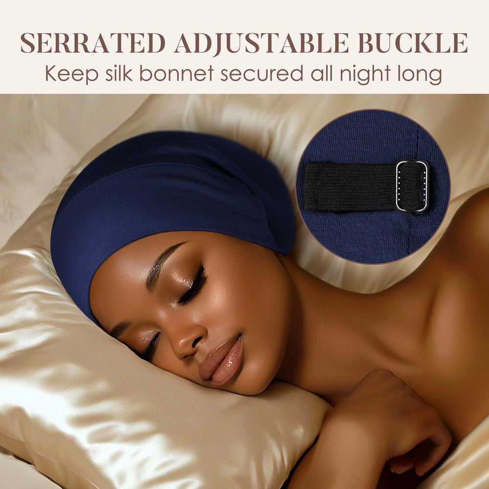 LULUSILK worn while sleeping demonstrating comfort and hair protection