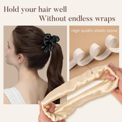 LULUSILK scrunchie holding a ponytail with gentle grip and minimal tension