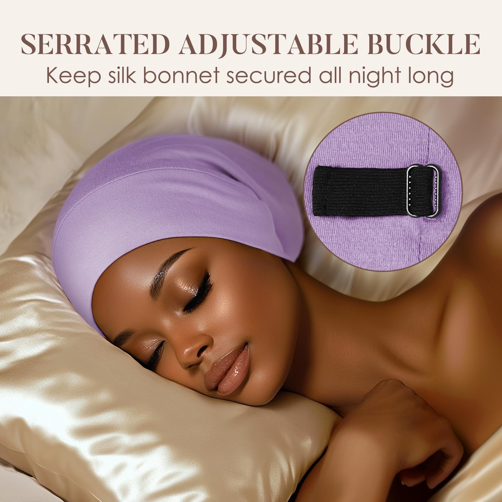 LULUSILK worn by woman side view for comfortable overnight styling