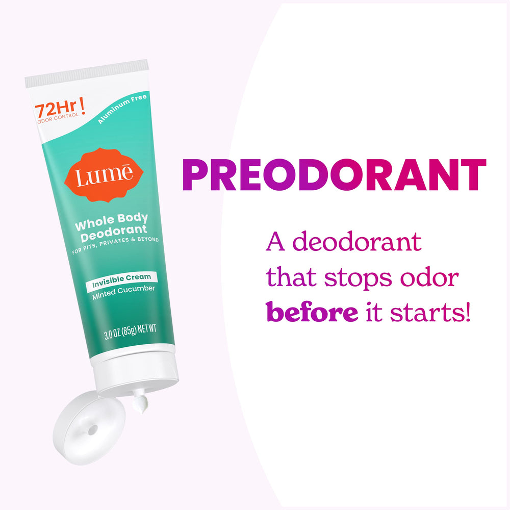 Lume cream being applied to underarm demonstrating odor control benefit