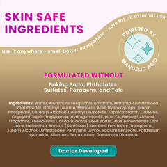 Close-up of Lume label highlighting Vanilla Bliss scent and clean formula benefit