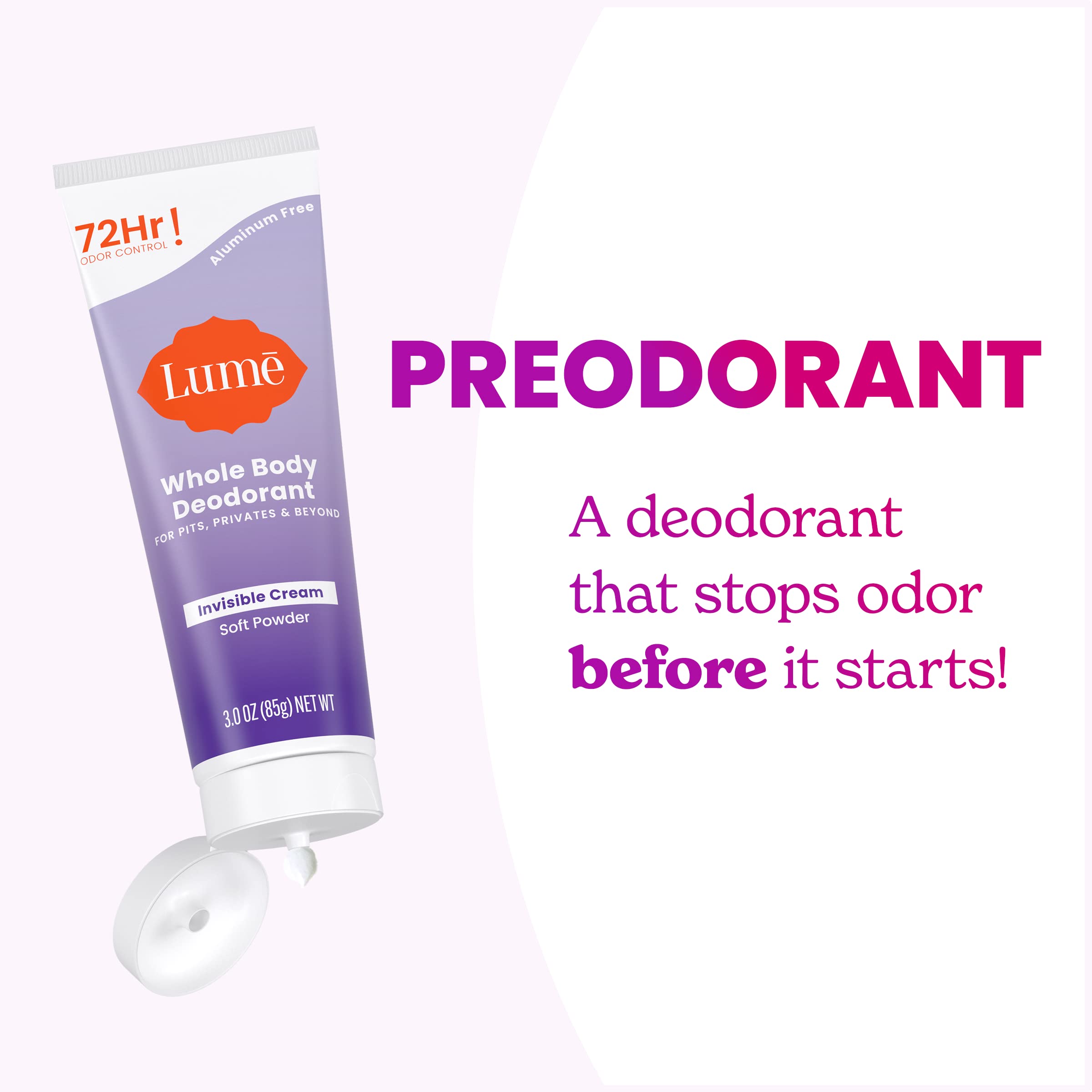 Lume cream absorbed on skin zoom showing no residue and quick absorption benefit