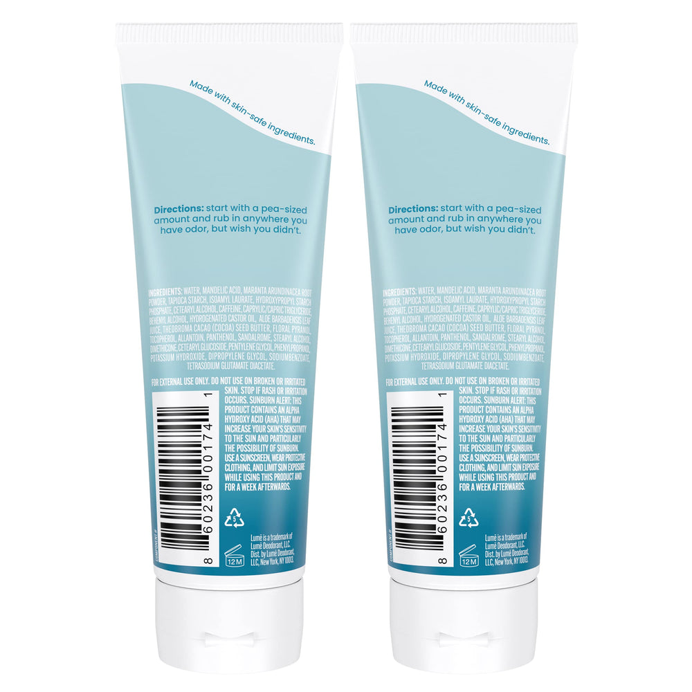 Lume cream texture close-up demonstrating smooth, lotion-like absorption