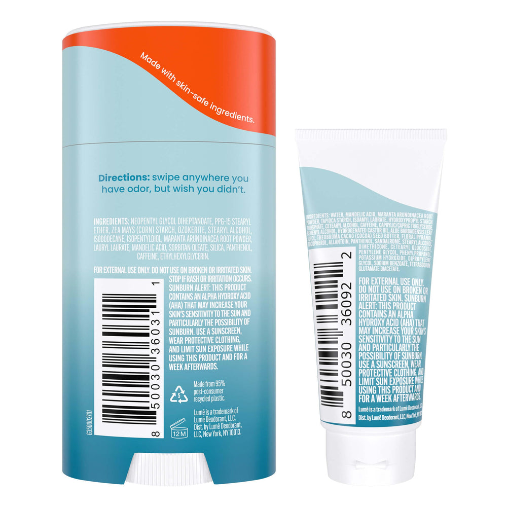Lume cream tube front packaging highlighting pocket‑size freshness