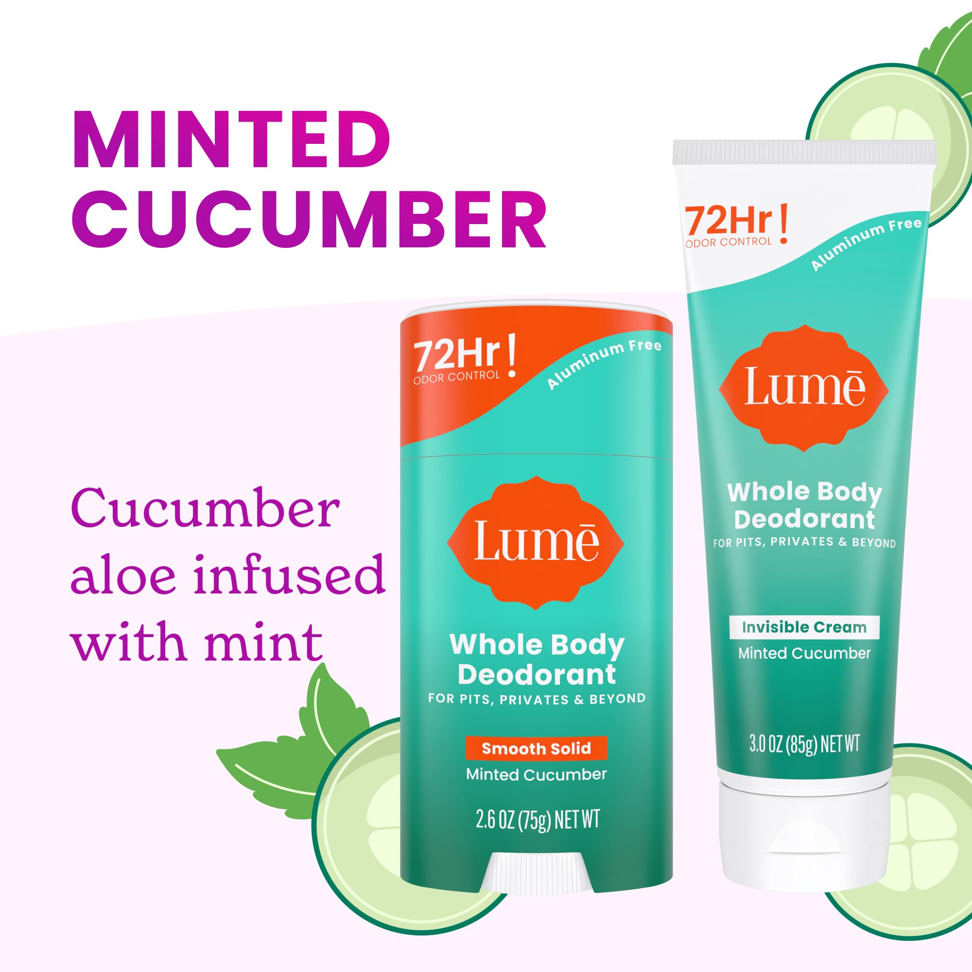 Lume products on bathroom counter styled to show daily routine freshness
