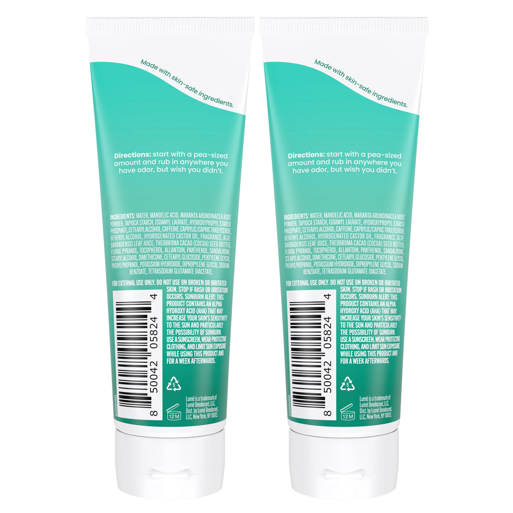Lume cream tube open with texture visible for easy absorption