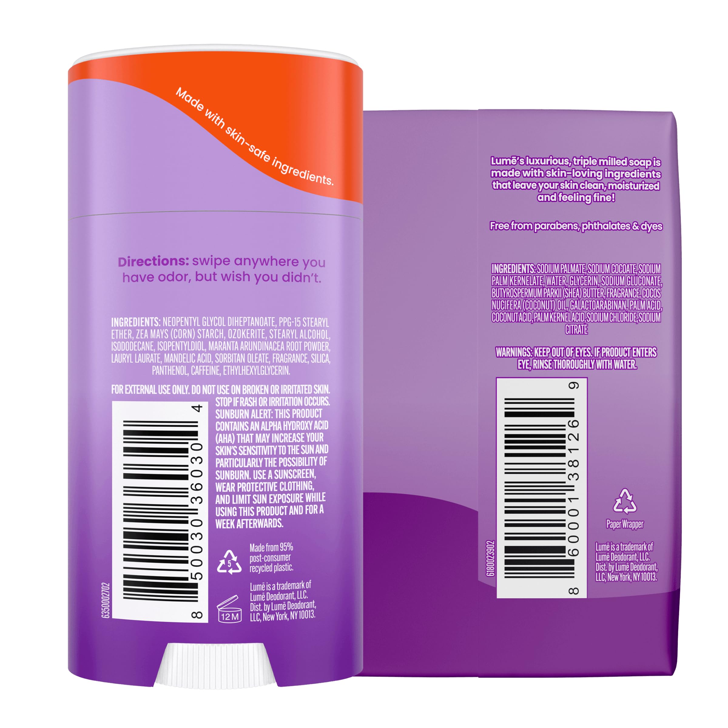 Lume deodorant stick texture close-up highlighting smooth glide benefit
