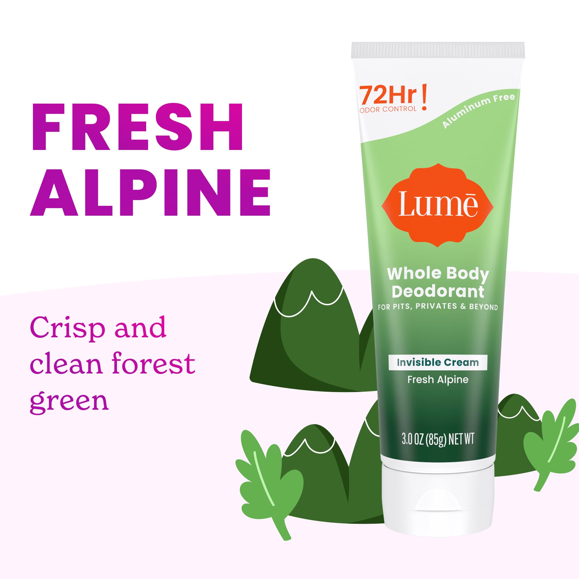 Lume Fresh Alpine cream texture close-up showing smooth lotion for quick absorption