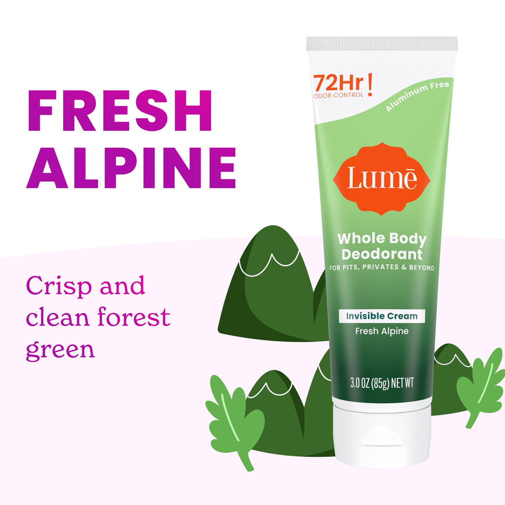 Lume Fresh Alpine cream texture close-up showing smooth lotion for quick absorption