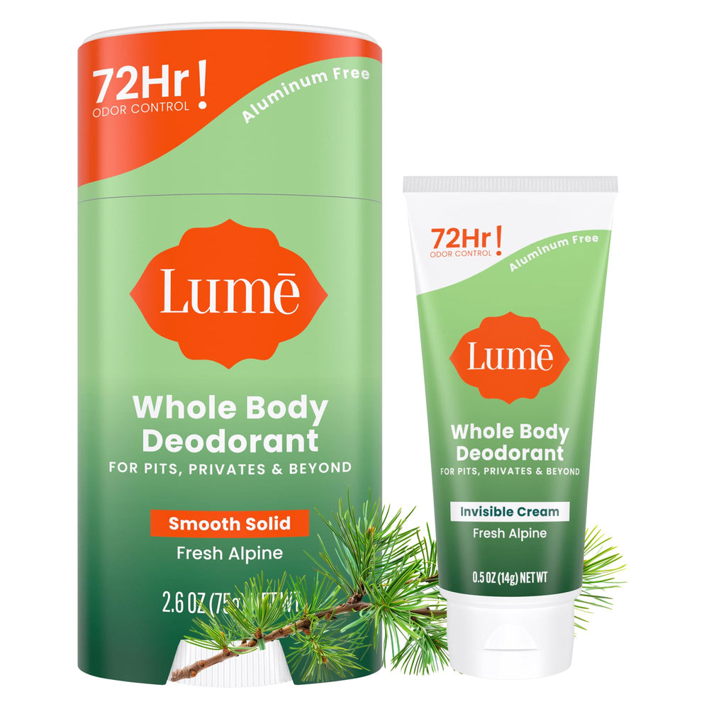 Lume front packaging showing Fresh Alpine scent and benefits
