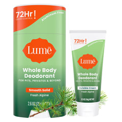 Lume front packaging showing Fresh Alpine scent and benefits