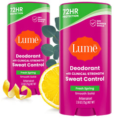 Lume front packaging showing Fresh Spring scent and two‑pack benefit