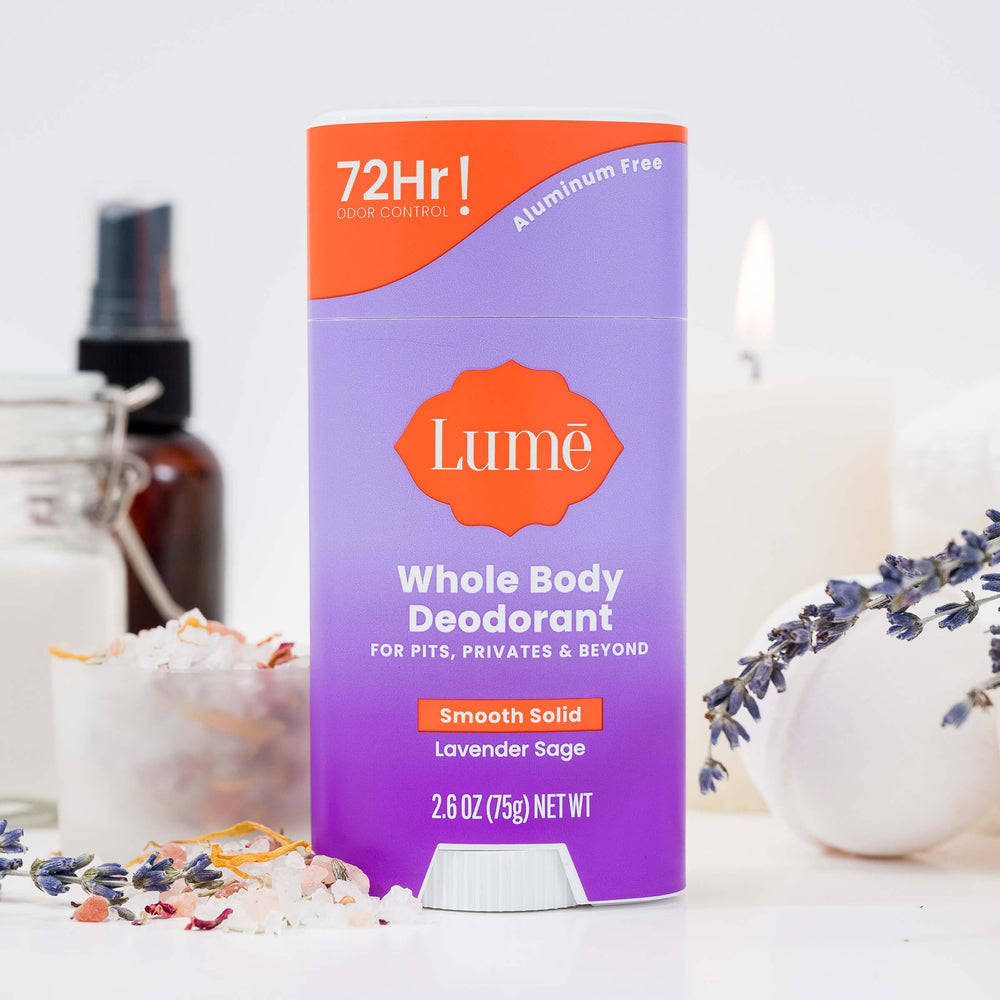 Lume product label close-up showing formula details and safety benefits