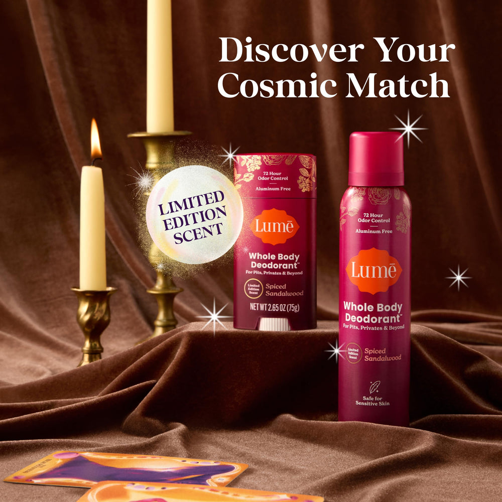 Lume sticks on bathroom vanity staged lifestyle, daily routine friendly