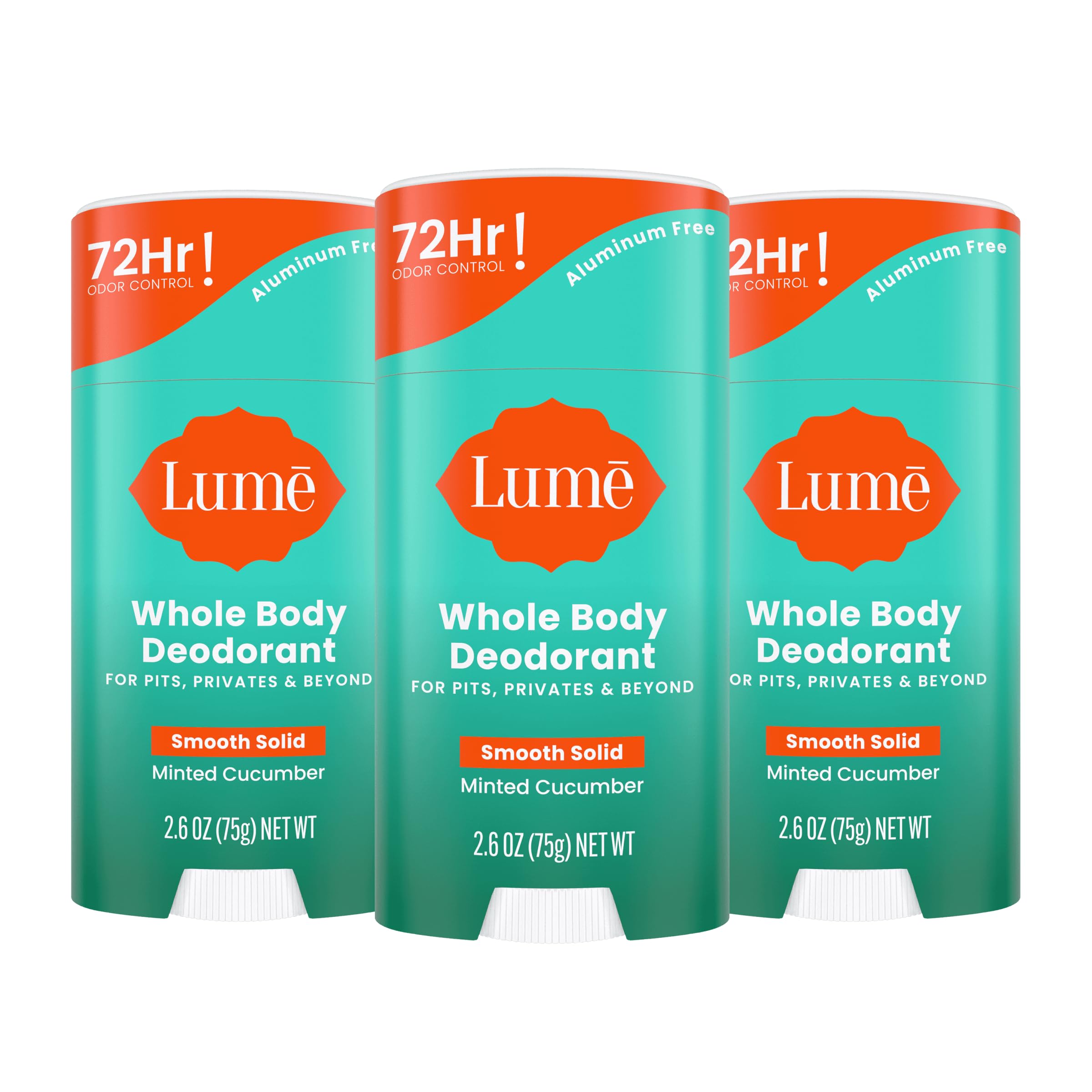 Lume front packaging showing Minted Cucumber scent and three-pack benefit
