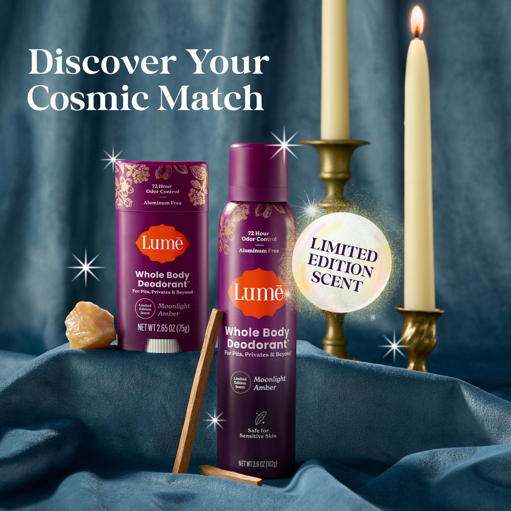Lume on bathroom vanity lifestyle shot showing daily routine benefit