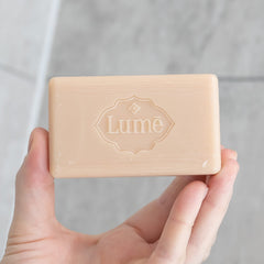 Lume Peony Rose label and ingredient panel showing hypoallergenic formulation