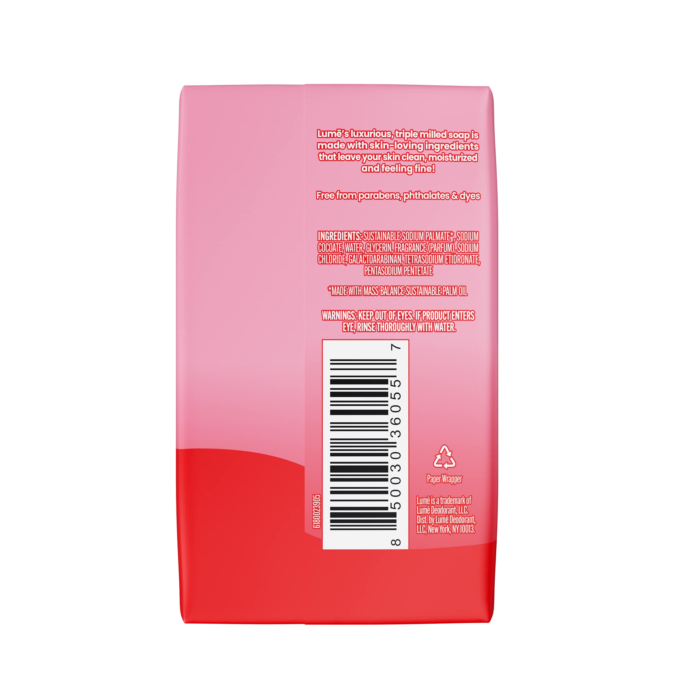 Lume Peony Rose single bar close-up showing dense texture and lasting quality