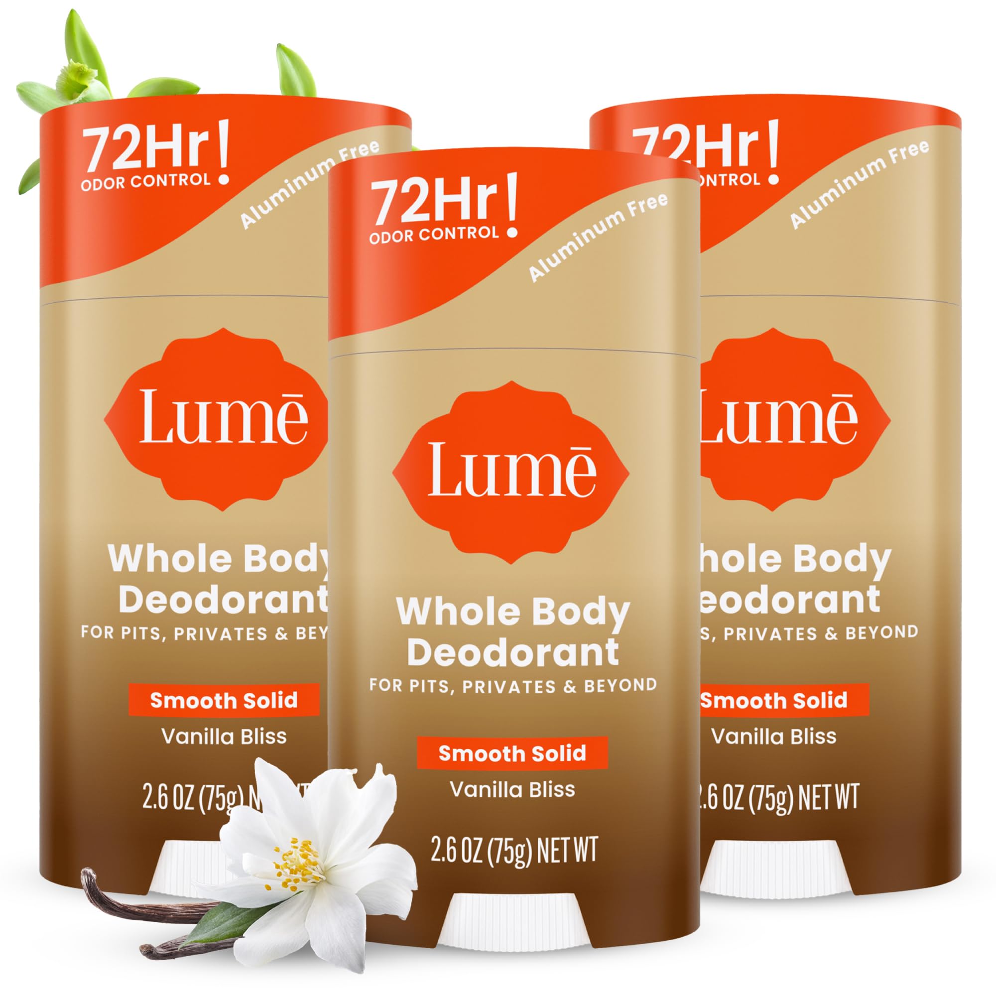 Lume Smooth Solid front packaging showing Vanilla Bliss and multi-use benefit