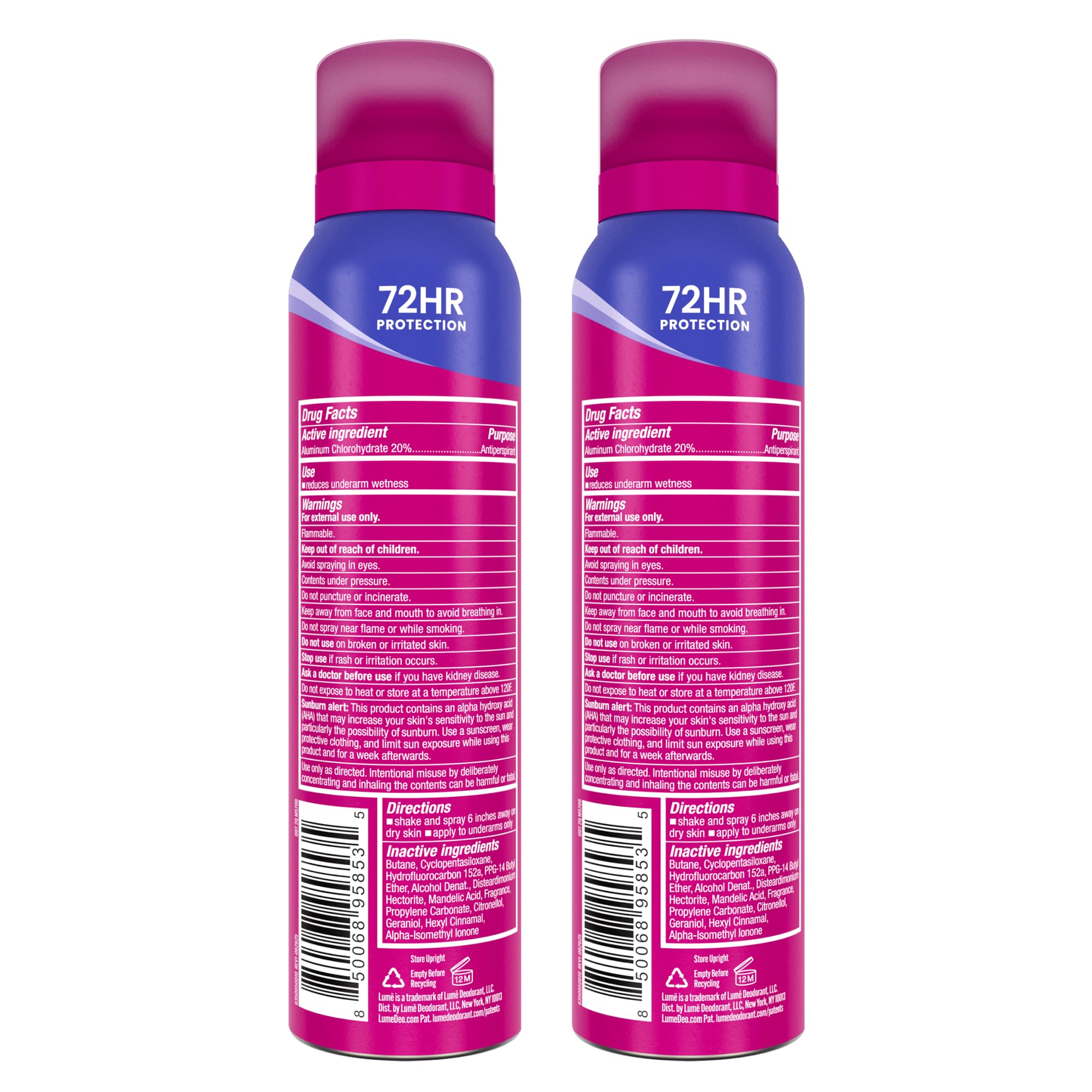 Lume ingredients and certifications label displaying vegan cruelty-free benefit