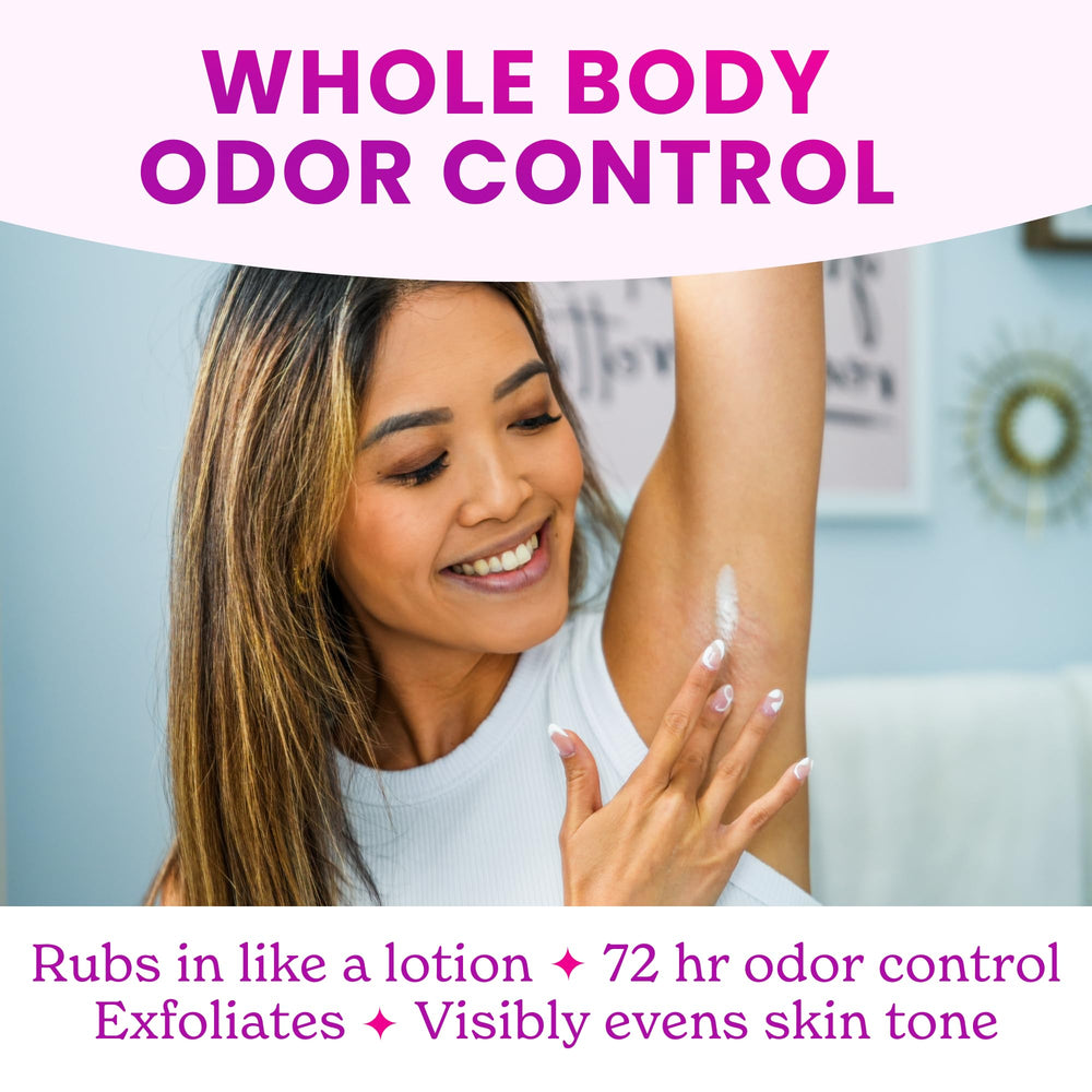 Lume solid stick applied to underarm for quick long-lasting odor control