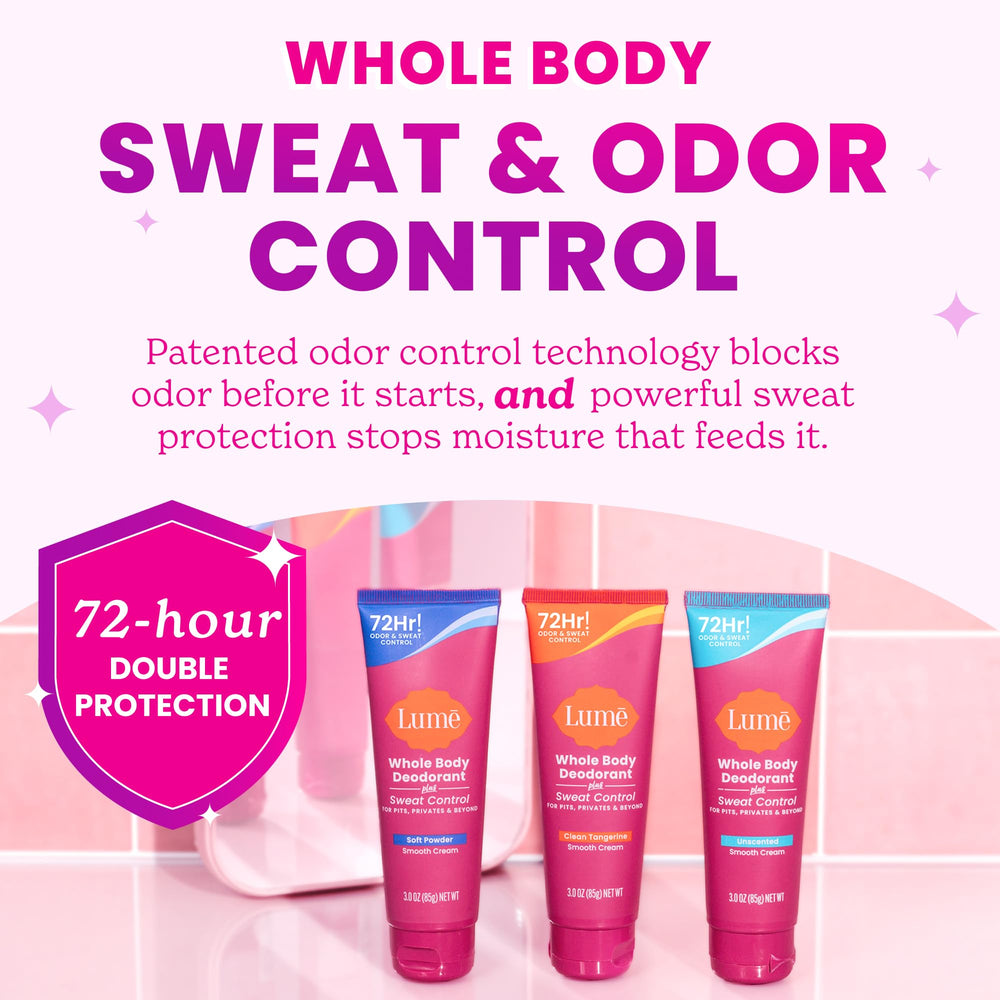 Lume cream squeezed from tube showing smooth lotion texture for quick absorption
