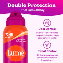 Lume mist on skin showing fast-dry texture and comfortable feel