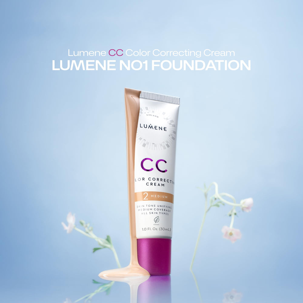 Lumene CC Cream pump and cap detail demonstrating convenient dispensing and travel-friendly design