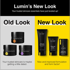 Lumin charcoal scrub used before shaving to reduce irritation and bumps