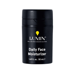 Lumin moisturizer front packaging showing sleek 50ml tube, clear brand benefit