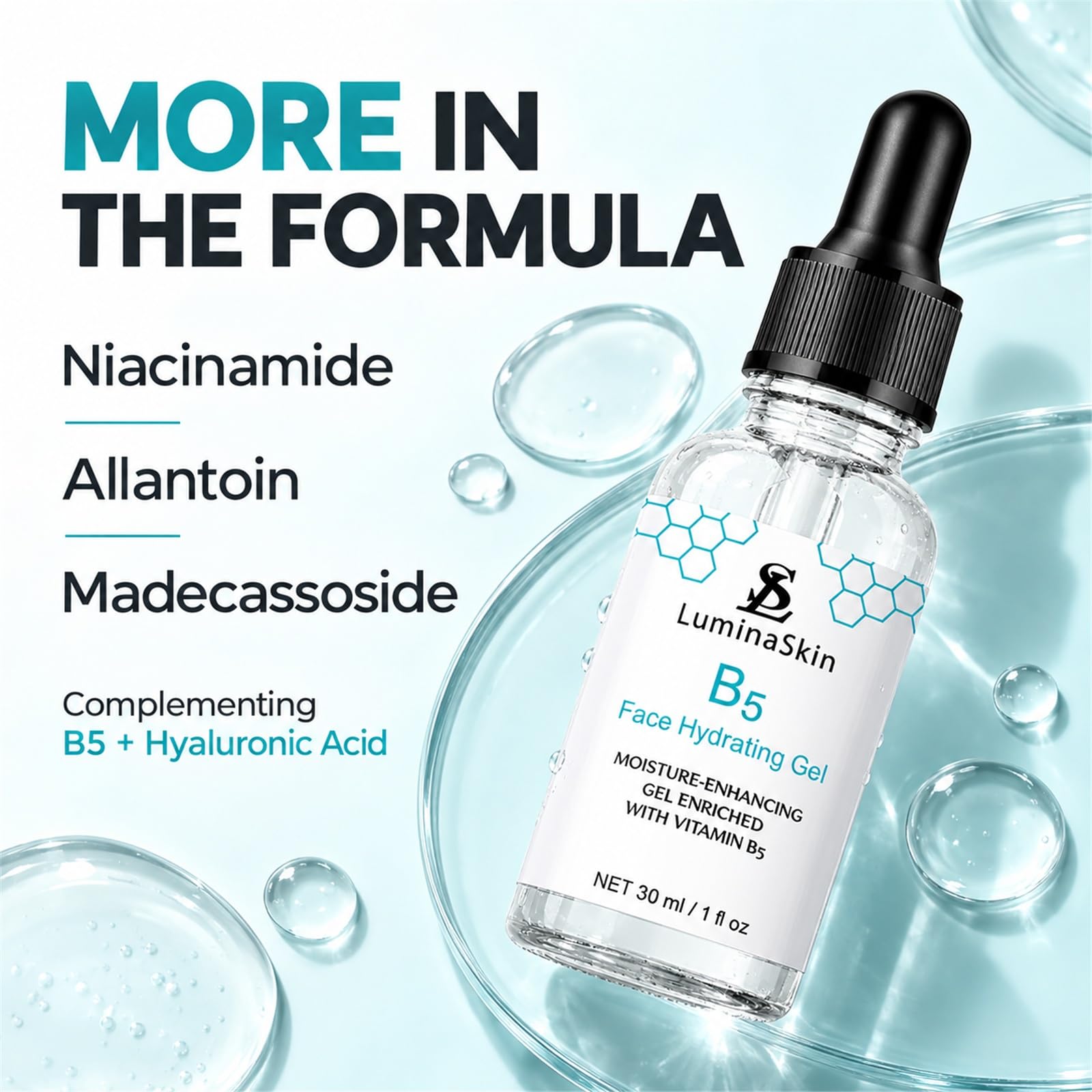 LuminaSkin gel applied to hand showing fast absorption and softness