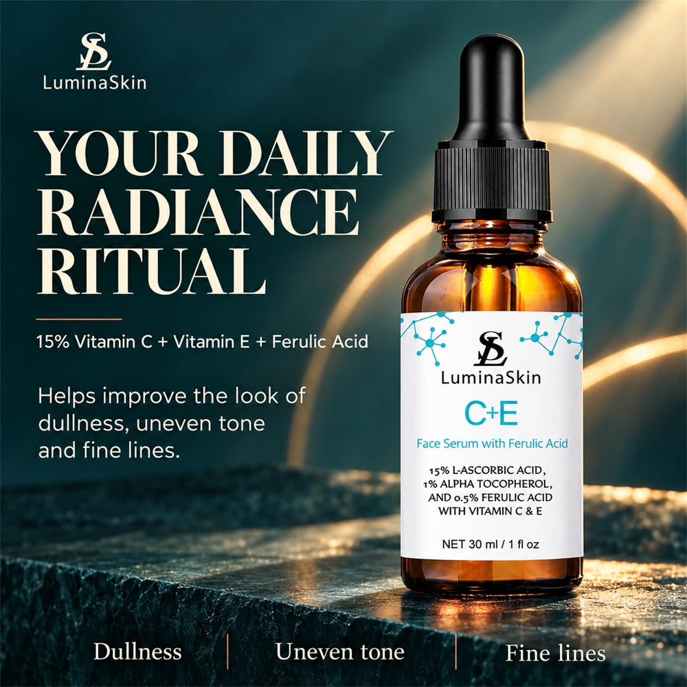 LuminaSkin dropper dispensing serum, demonstrating controlled application and fast absorption benefit
