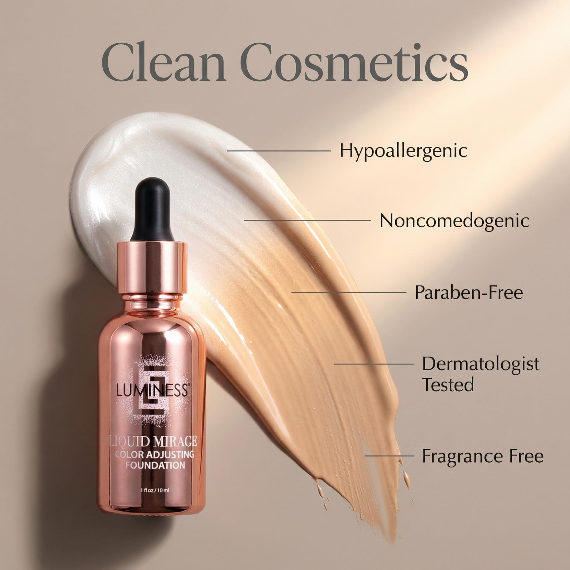 LUMINESS application before and after illustrating blurring imperfections benefit