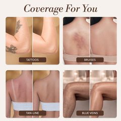 LUMINESS before and after on leg showing effective tattoo concealment