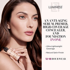 LUMINESS close texture shot highlighting silk formula for a smooth skin finish