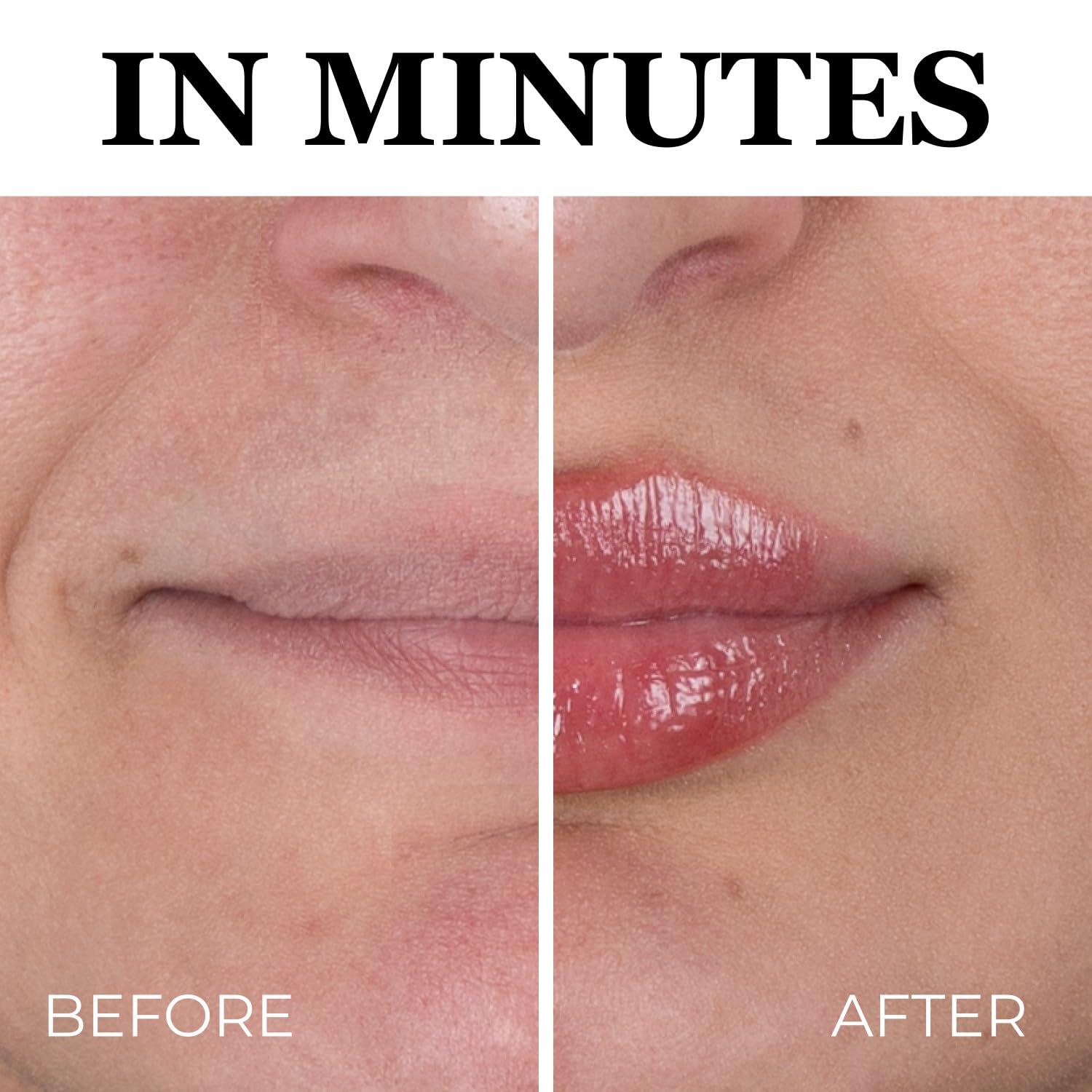 LUMINESS Hot Kiss applicator wand with gloss on tip demonstrating easy, precise application benefit