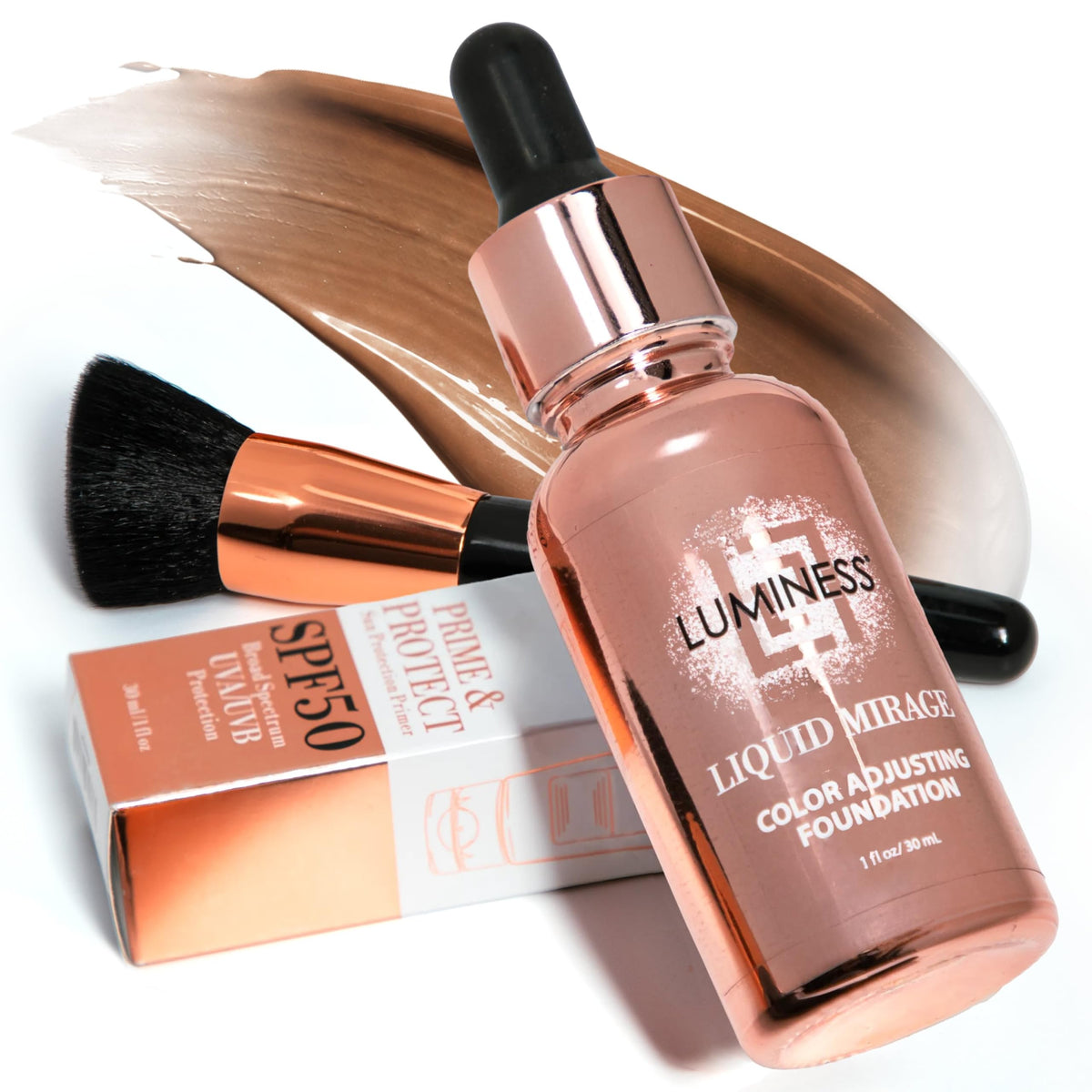 LUMINESS front packaging showing the three-piece kit and benefits