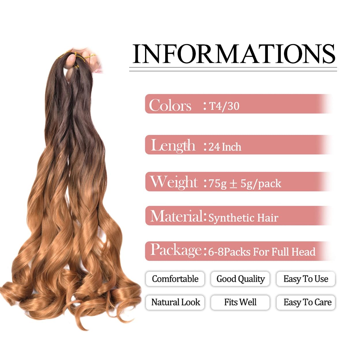 Luoyudu close-up of loose wavy French curls with soft natural look