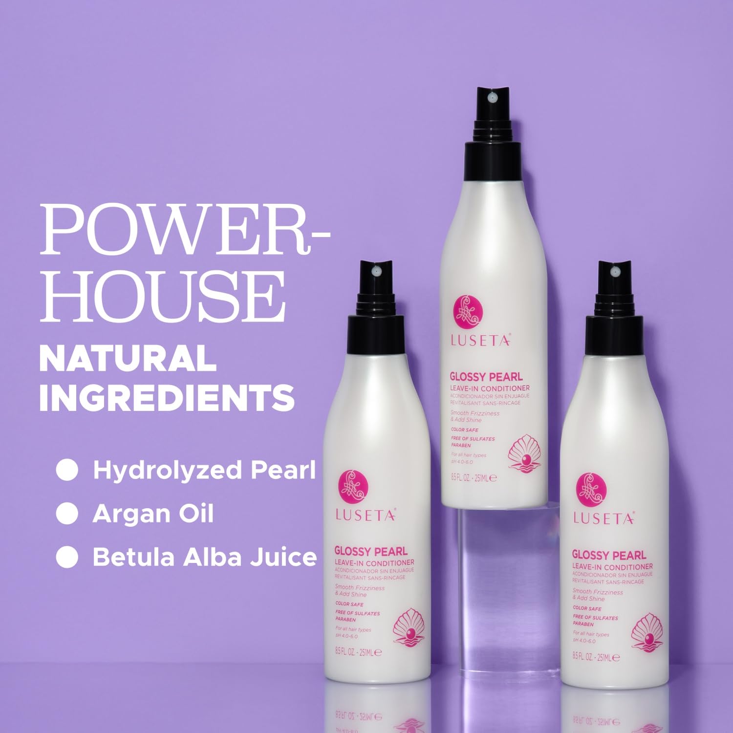 L LUSETA being applied to damp hair mid-lengths showing easier styling benefit