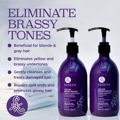 Luseta close-up of purple shampoo texture for brass-tone neutralizing
