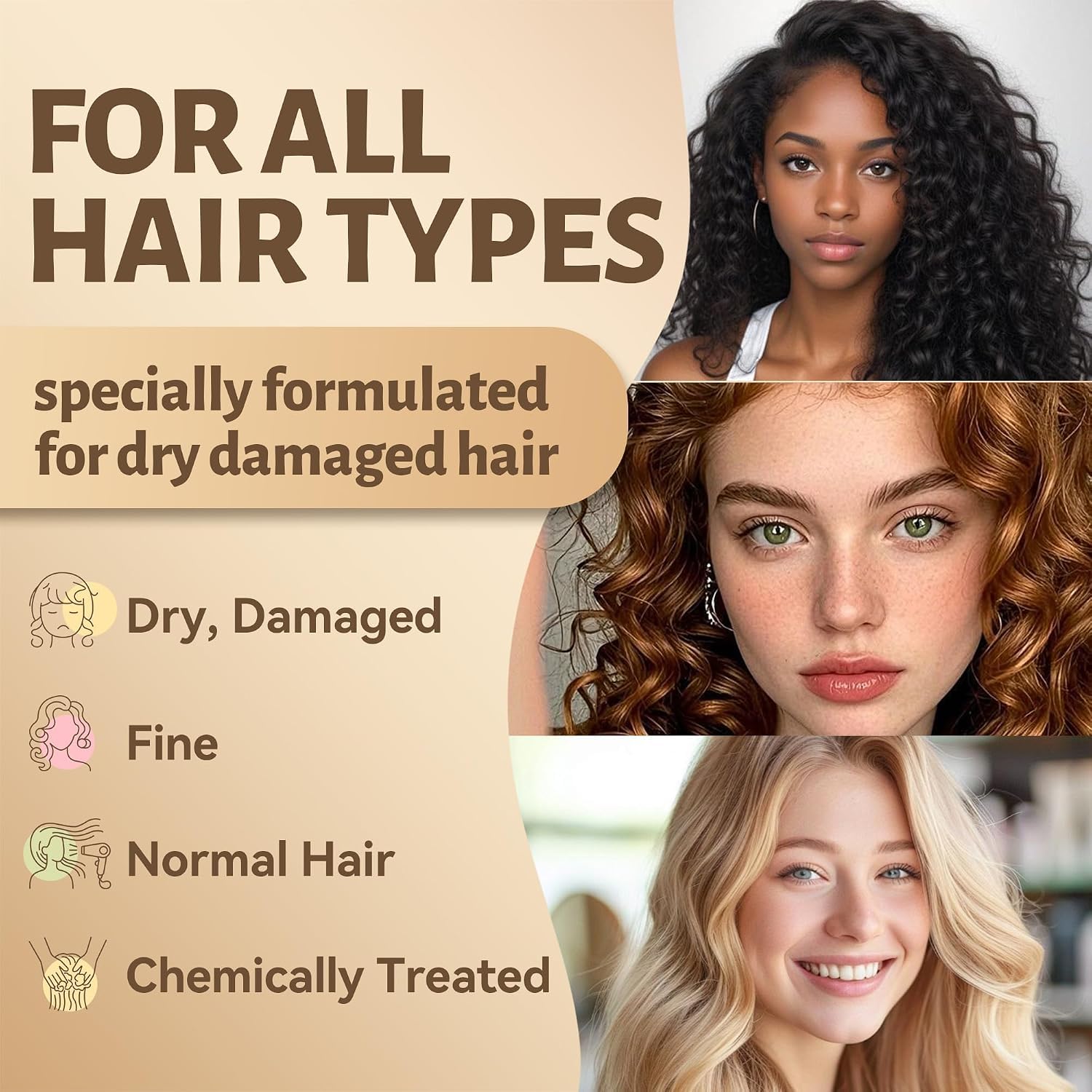 Luseta conditioner spread through hair ends for smoothing and frizz control