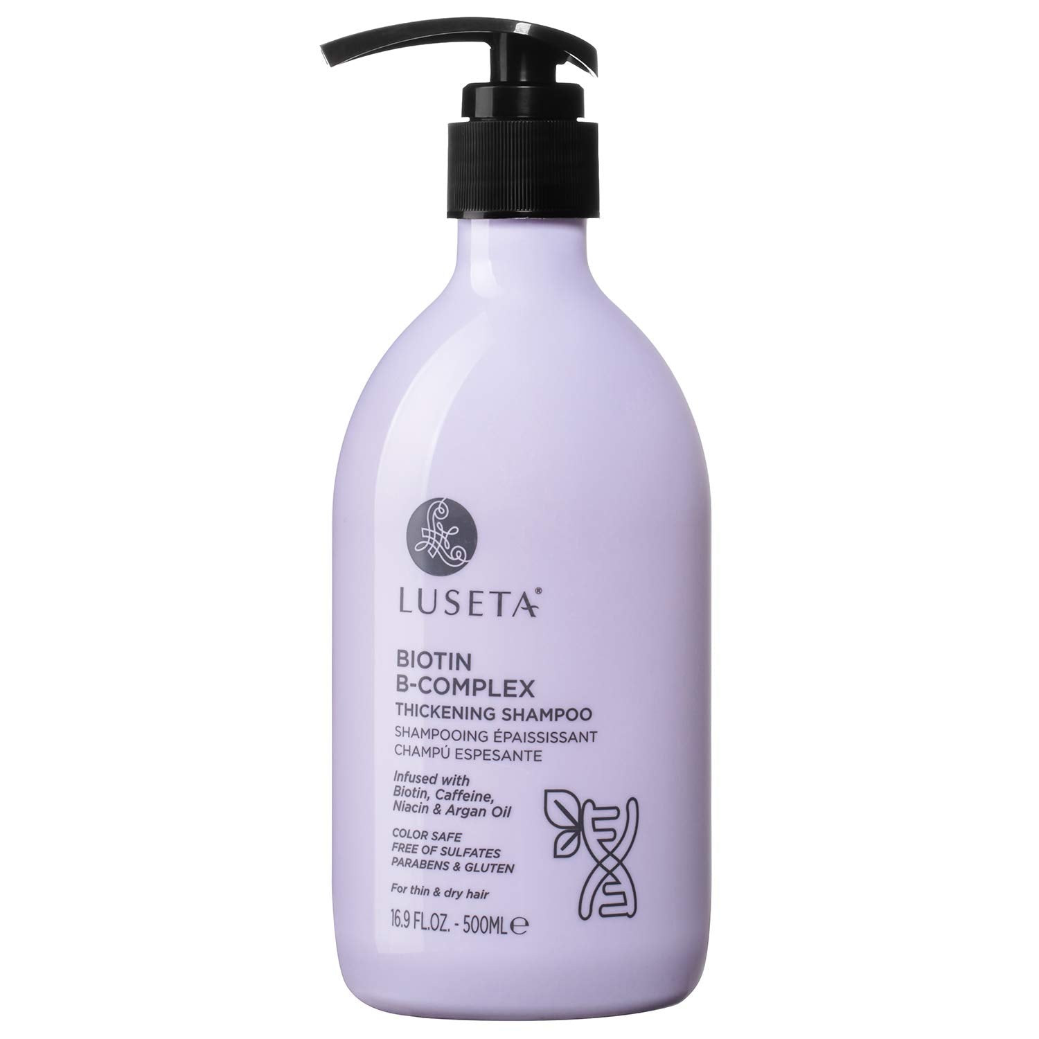 Luseta front bottle showing label and 16.9oz size benefit of clear identification