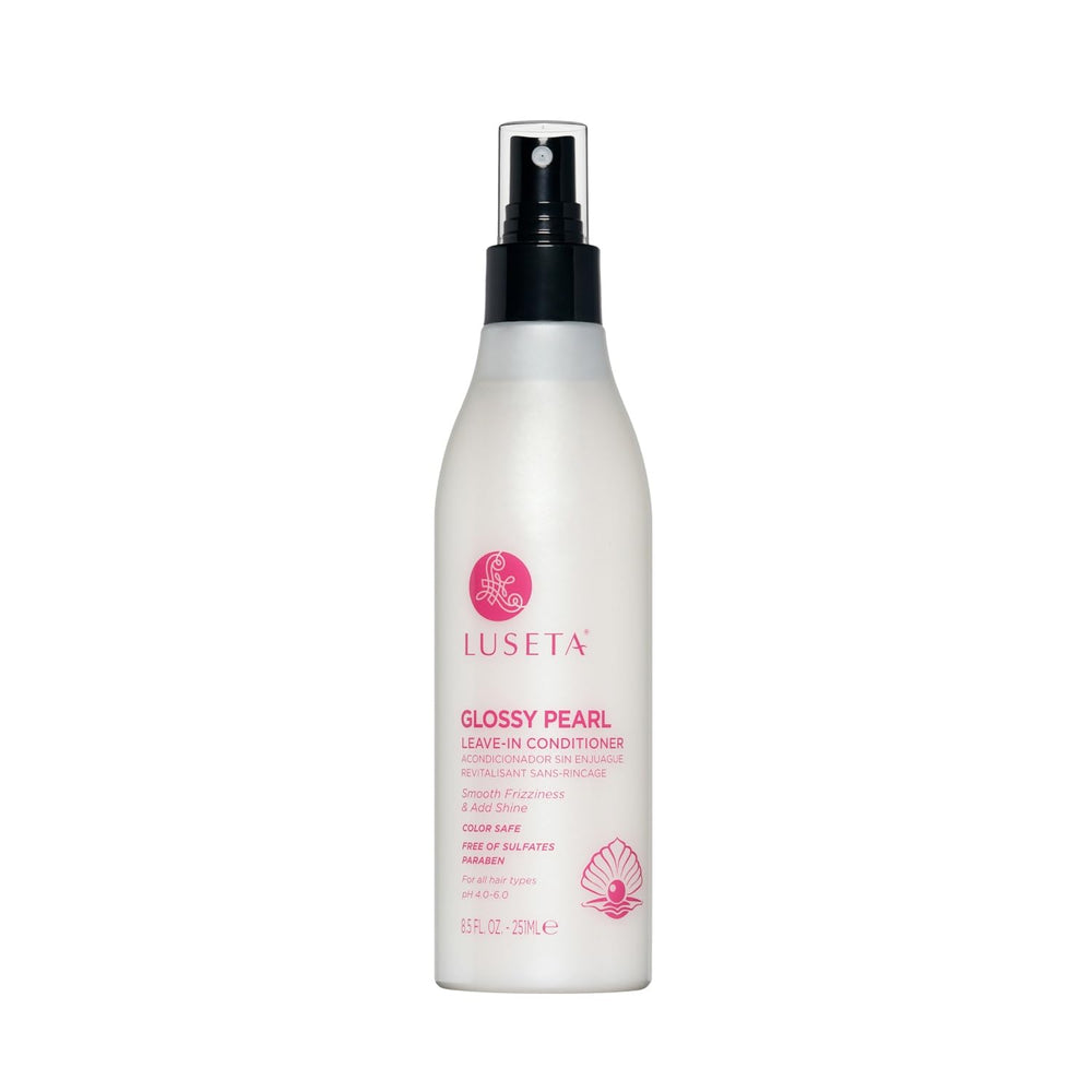 L LUSETA front bottle view showing glossy pearl packaging and brand shine benefit