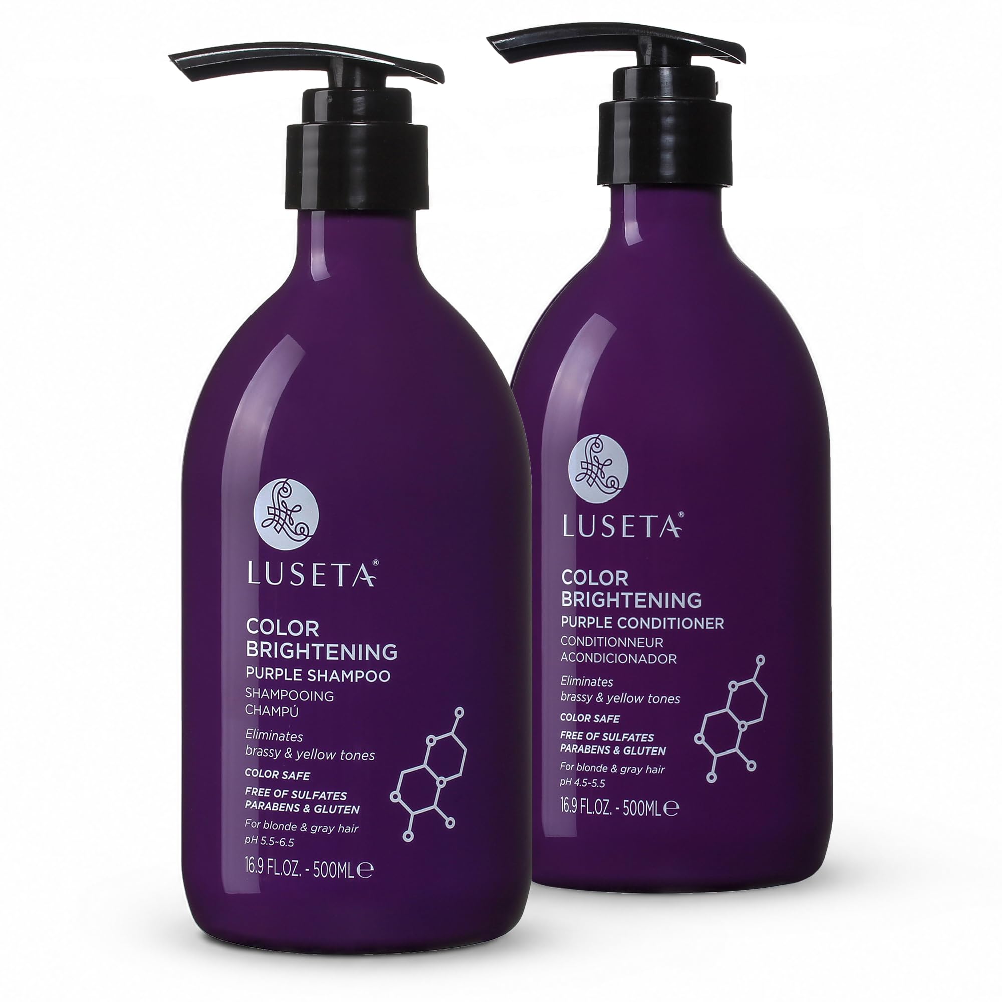 Luseta front packaging showing shampoo and conditioner for toning