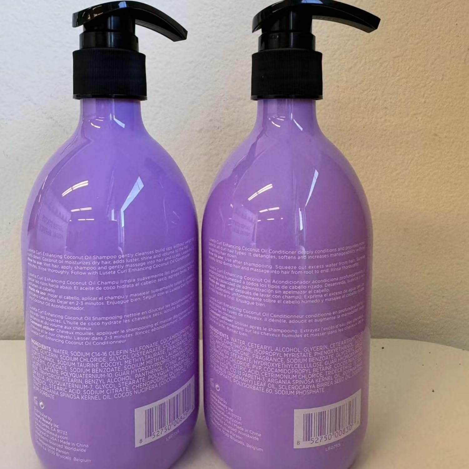 Luseta label ingredients detail showing coconut and rosemary benefits