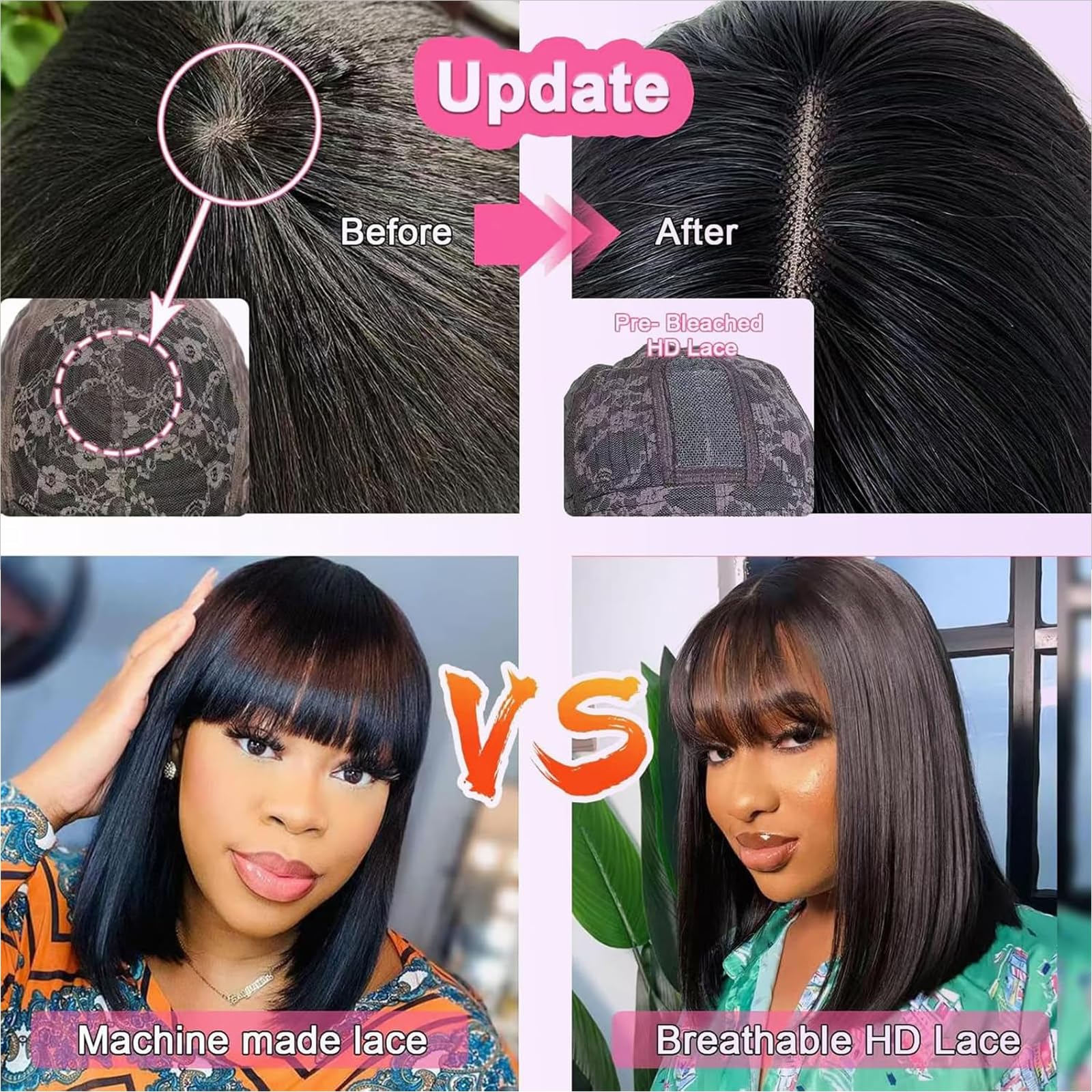 Lusina bangs close-up displaying smooth texture and natural bounce