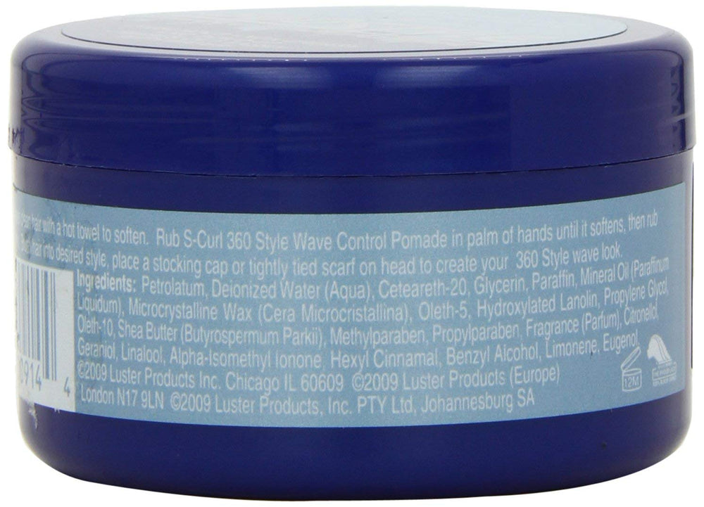 Luster's S-Curl jar beside durag highlighting easy travel and setting benefit