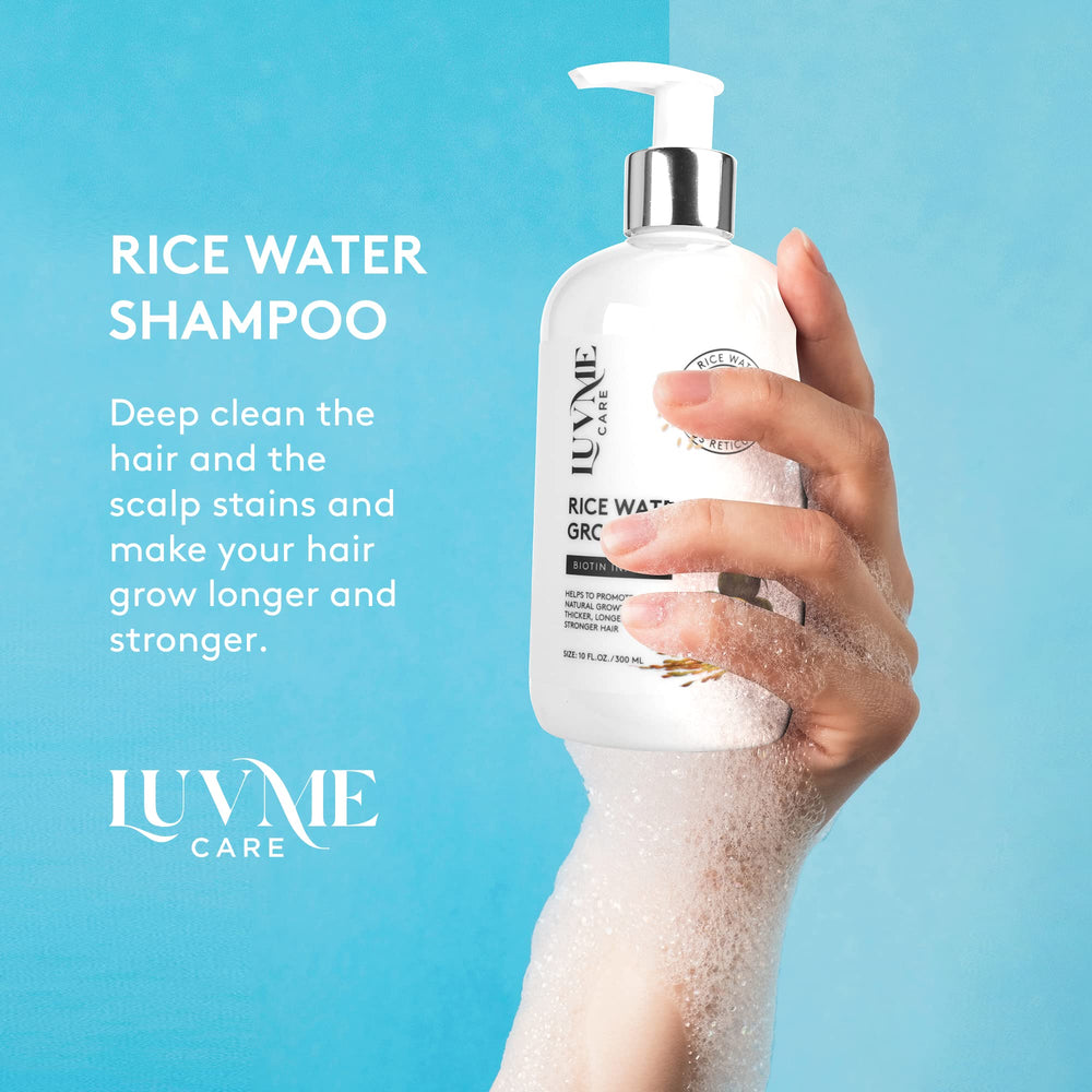 Luv Me Care shampoo texture pouring to show rich consistency and hydration